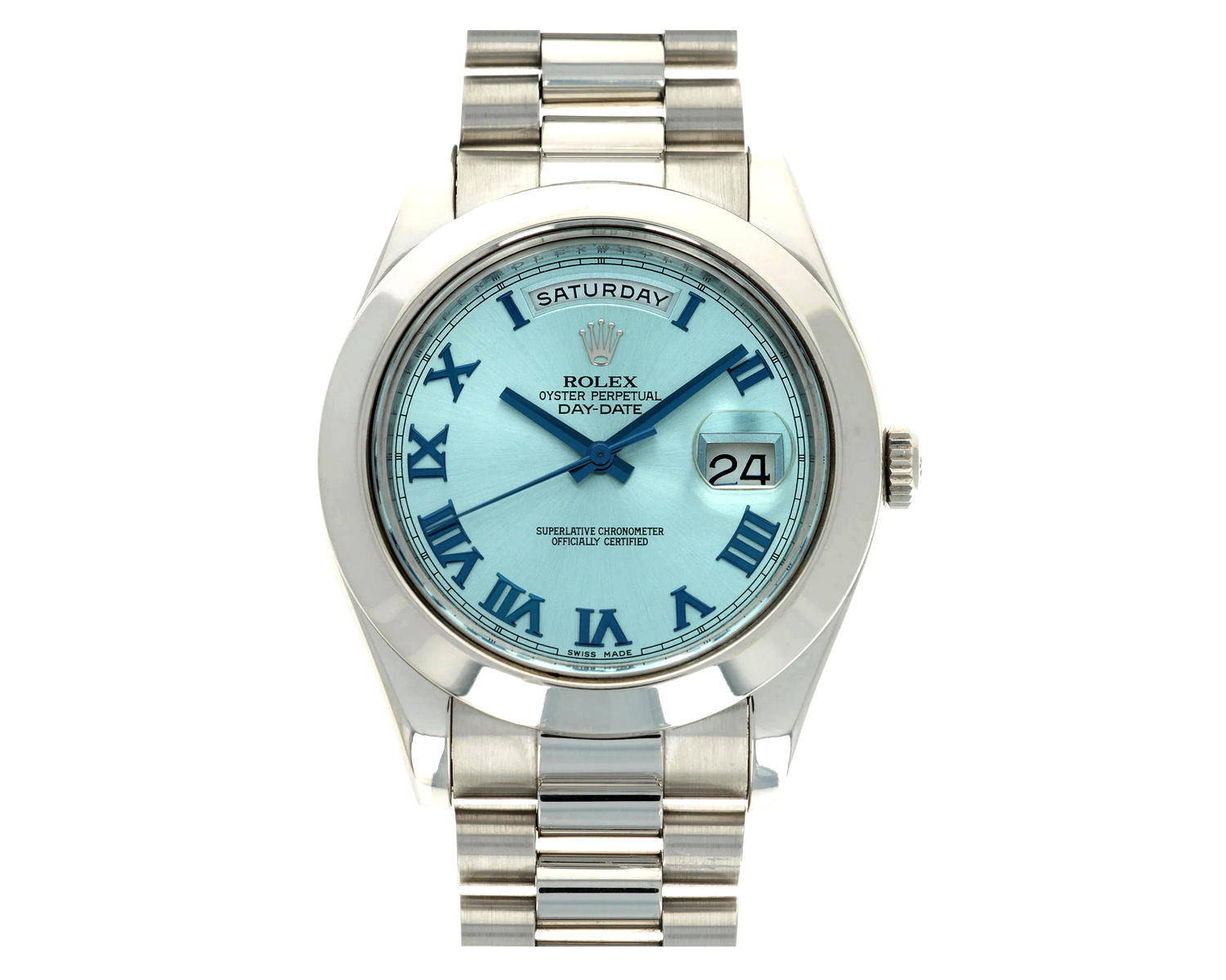 Day-Date II 218206 Watch 41mm Ice Blue Dial with Roman Numerals