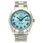 Day-Date II 218206 Watch 41mm Ice Blue Dial with Roman Numerals