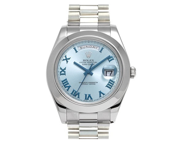 Day-Date II 218206 Watch 41mm Ice Blue Dial with Roman Numerals