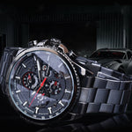 Three Dial Calendar Stainless Steel Men Mechanical Automatic Wristwatches Top Brand Luxury Military Sport Male Clock