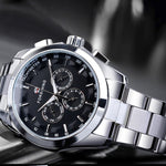 Business style automatic watch with black dial, mechanical wristwatch with luminous calendar hands