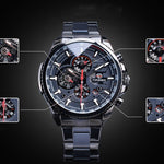 Three Dial Calendar Stainless Steel Men Mechanical Automatic Wristwatches Top Brand Luxury Military Sport Male Clock