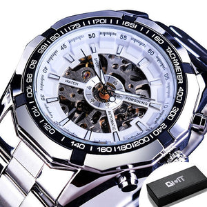 Stainless Steel Waterproof Mens Skeleton Watches Luxury Transparent Mechanical Sport Men Wristwatches