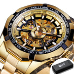 Stainless Steel Waterproof Mens Skeleton Watches Luxury Transparent Mechanical Sport Men Wristwatches