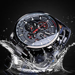 Three Dial Calendar Stainless Steel Men Mechanical Automatic Wristwatches Top Brand Luxury Military Sport Male Clock