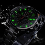 Three Dial Calendar Stainless Steel Men Mechanical Automatic Wristwatches Top Brand Luxury Military Sport Male Clock