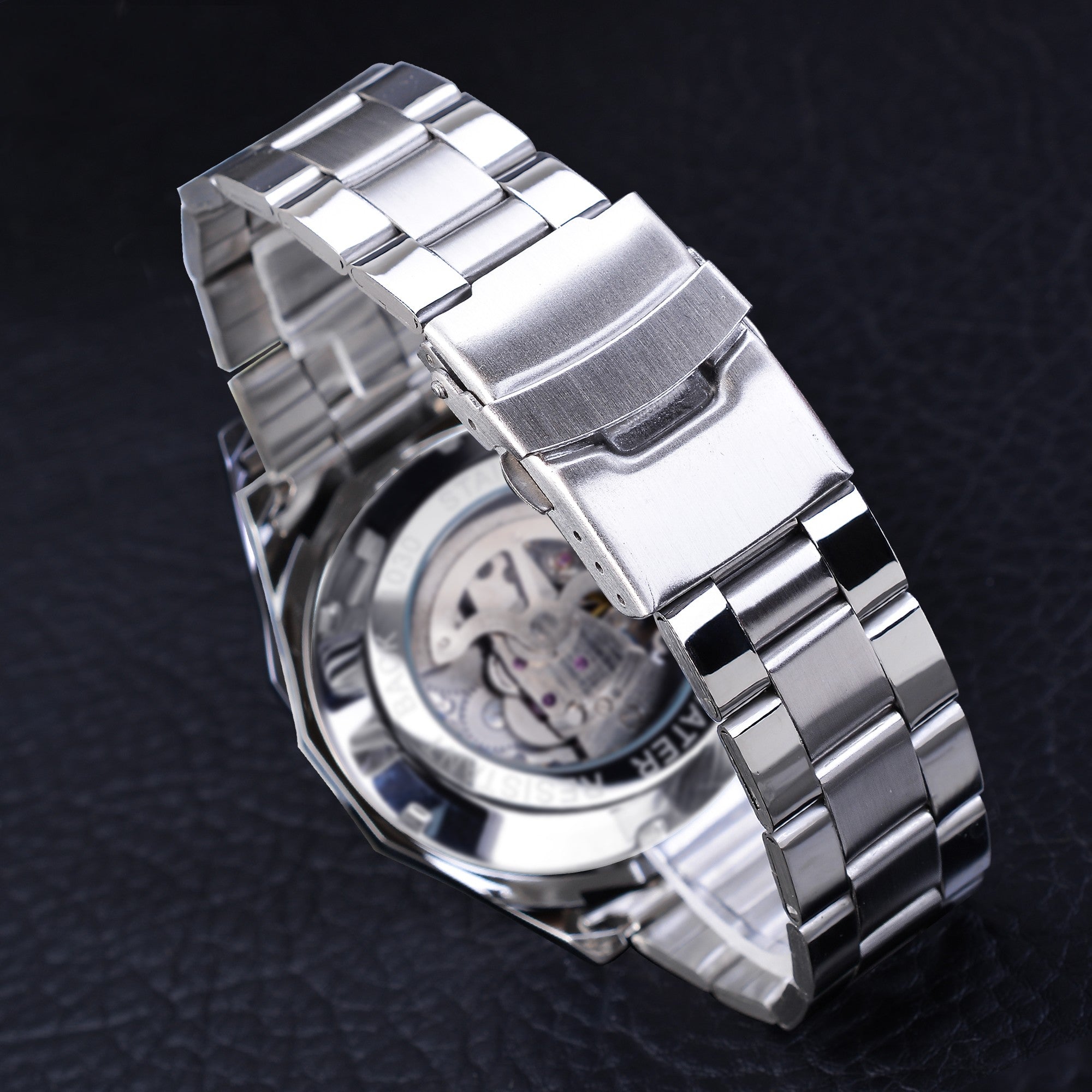 Stainless Steel Waterproof Mens Skeleton Watches Luxury Transparent Mechanical Sport Men Wristwatches